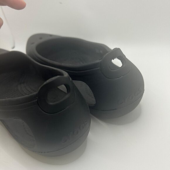 Crocs Black Flats Size W9 Lightweight Slip-On Rubber Shoes - Picture 6 of 7